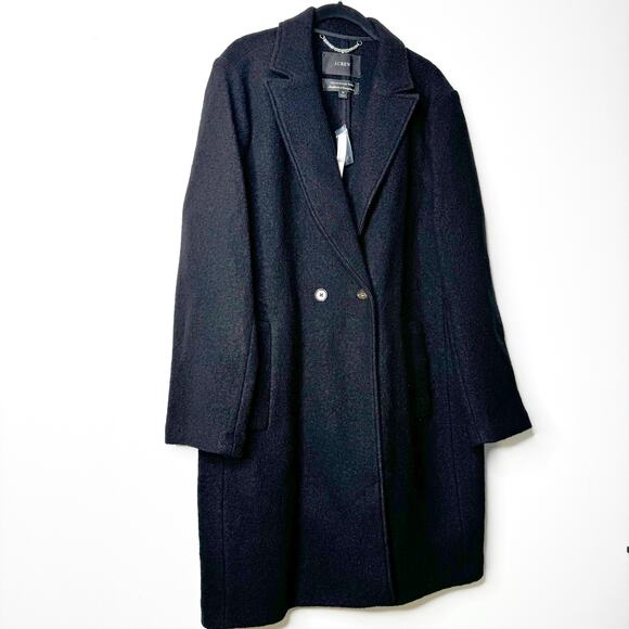 J.Crew Daphne Topcoat in Italian Boiled Wool Classic Black Long Coat Size 16 - Picture 5 of 10